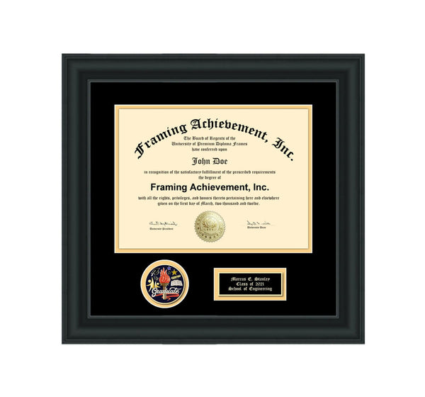 Engraved Diploma Frame Graduate Academic Medal Framing Graduation Degree Military Document Certificate Award Medallion Plaque Retirement Recognition