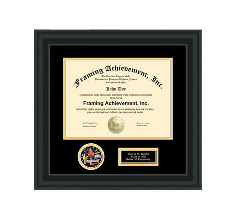 Engraved Diploma Frame Graduate Academic Medal Framing Graduation Degree Military Document Certificate Award Medallion Plaque Retirement Recognition