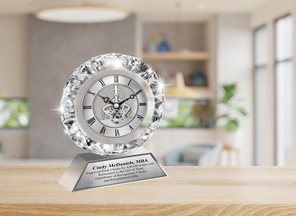 Personalize crystal diamond clock award congrats congratulation anniversary love