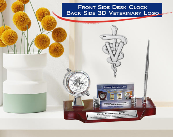 DVM clock name plate veterinarian pen card Doctor of Veterinary Medicine gift