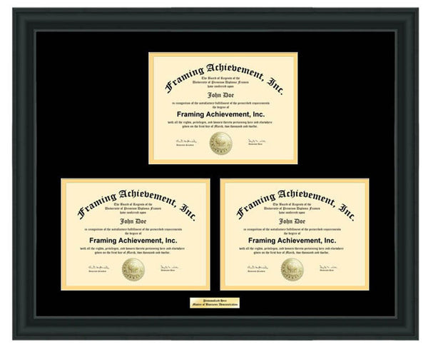 College Triple Diploma Frame Dual Three Certificate Engraved Personalized University Holder Document Plaque License State Board Framing