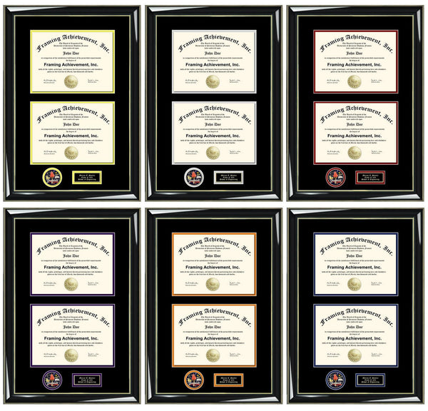 Double Major Two Degree Diploma Frame Graduate 3D Medal Display Case Holder Engrave Wood Matted Frames Graduation Gift Dual Certificate Grad