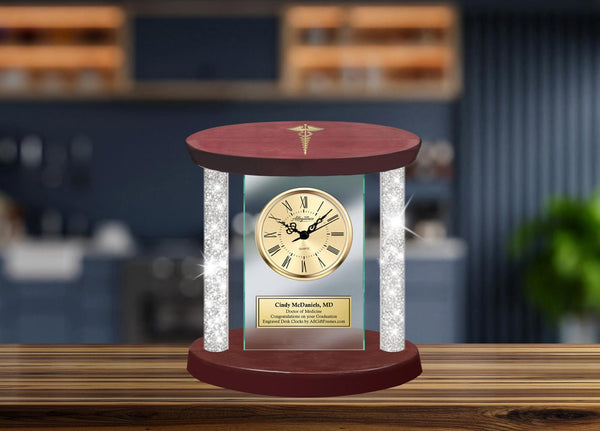 Medical caduceus desk clock doctor medicine physician retirement nurse award