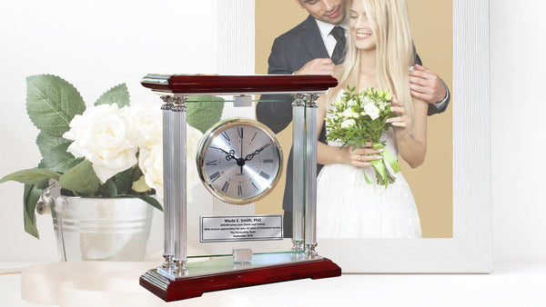 Engraved Clock Silver Engraving Personalized Retirement Gift Employee Award Boss