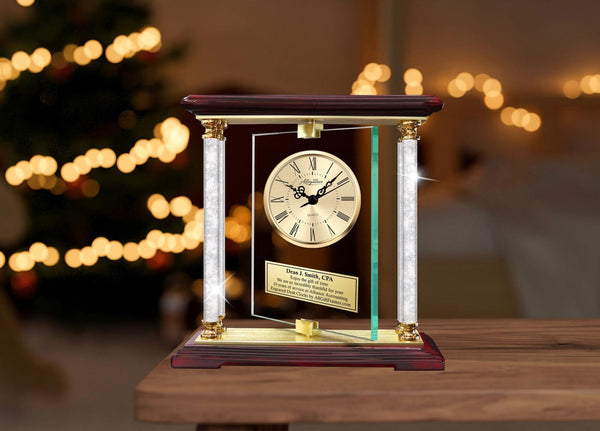 CPA gift certified public accountant engraved desk clock crystal coworker boss