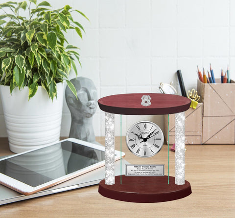 Personalize law enforcement police officer gift engrave desk clock policeman