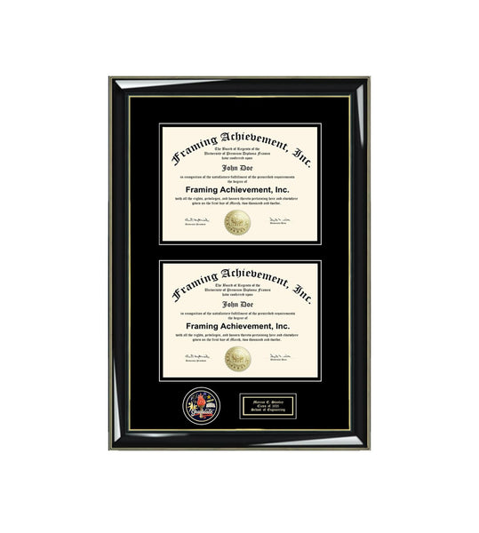 Double Major Two Degree Diploma Frame Graduate 3D Medal Display Case Holder Engrave Wood Matted Frames Graduation Gift Dual Certificate Grad