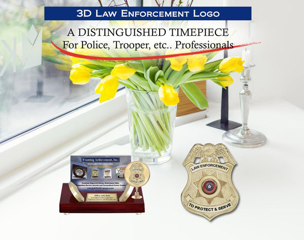 law enforcement graduation gift engrave business card holder policeman desk name