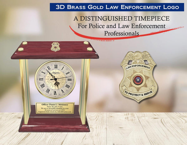 Police officer engrave desk clock police academy graduation gift law enforcement