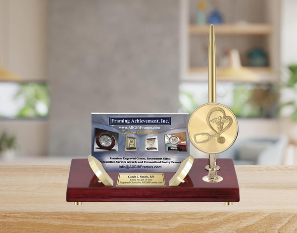 Business card holder nameplate pen nurse congratulation medical doctor gift MD