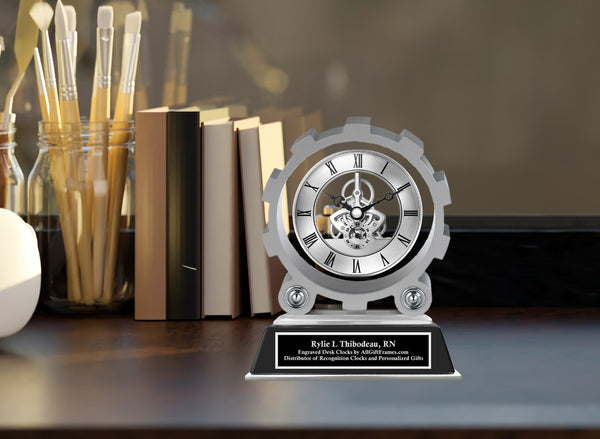 Personalized Desk Clock Floating Metal Shape Gear Engineer Graduation Employee Engineering Appreciation Award Gift Idea Graduate School