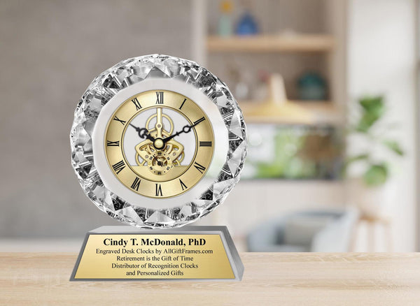 Diamond clock engrave personalized congratulation wedding anniversary gift etch