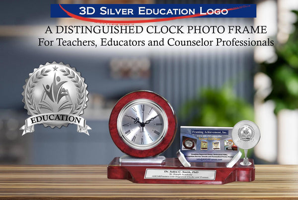 Teacher thank you gift desk clock card holder educator appreciation name plate