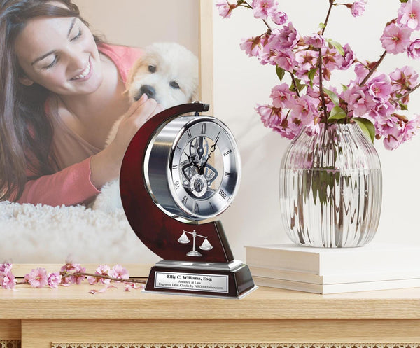 Law scale lawyer gift attorney at law congratulation retirement engraved clock
