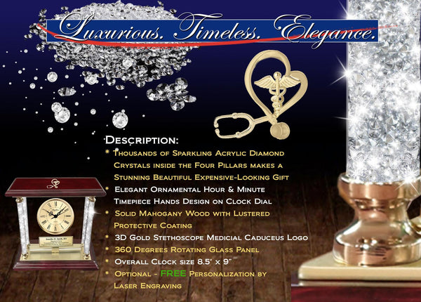 Personalized desk clock crystal registered nurse birthday medical doctor gift