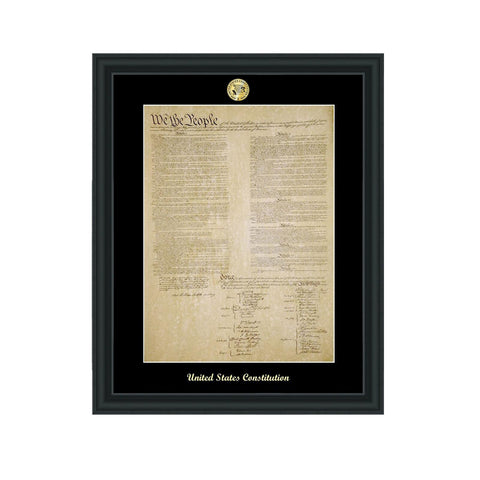 United States Constitution Replica Print Frame Matted Satin Matte Black New Attorney Lawyer Law School Graduates Graduation Gifts