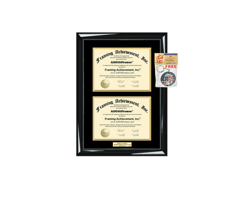 Double Graduation Degree Framing Two Diploma Frame Holder Case Engrave Certificate University State Board License Plaque College Document