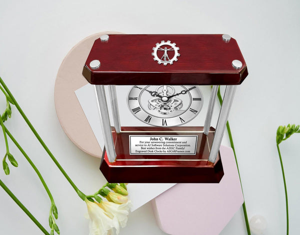 Engineer Gear Personalize Engrave Clock Coworker Year Service Award Retirement