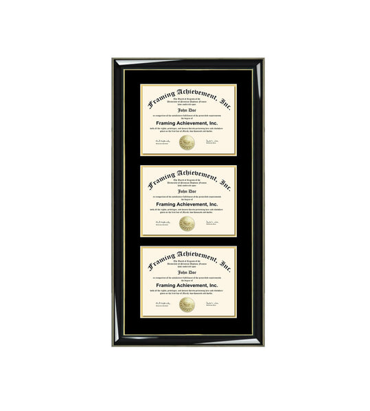 Certificate Frame Holder Case Three Documents Graduation Diploma Frames University Triple Degree Framing 3 Document Wood Matted Black Gift