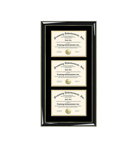 Certificate Frame Holder Case Three Documents Graduation Diploma Frames University Triple Degree Framing 3 Document Wood Matted Black Gift