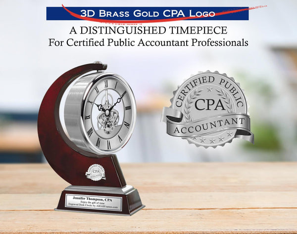 CPA gear engraved desk clock Certified Public Accountant gift congratulation