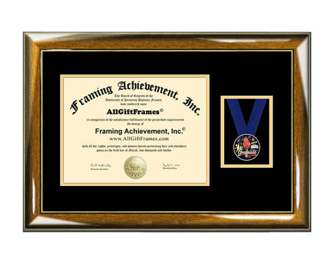 College High School Medal Graduation Graduate Recognition Academic 3D Medal Case Diploma Frame with Ribbon University Framing Medallion Gift