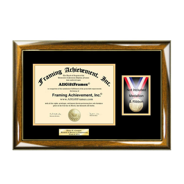 Engrave Medallion Box University Diploma Frame Personalize College Degree Medal Engraving Military Honor Graduate Plaque Holder Case