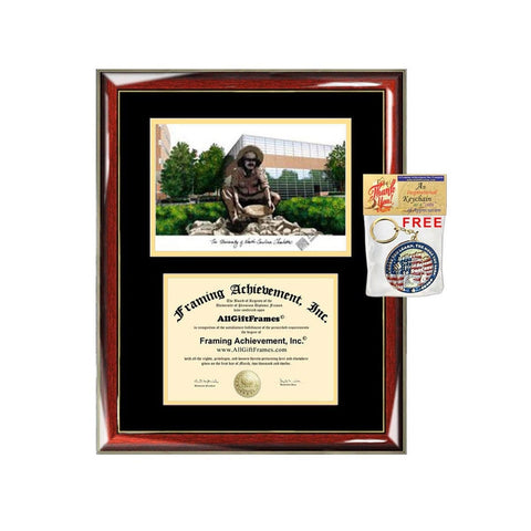 UNCC diploma frames lithograph University of North Carolina Charlotte frame campus sketch framing graduation degree gift college plaque graduate