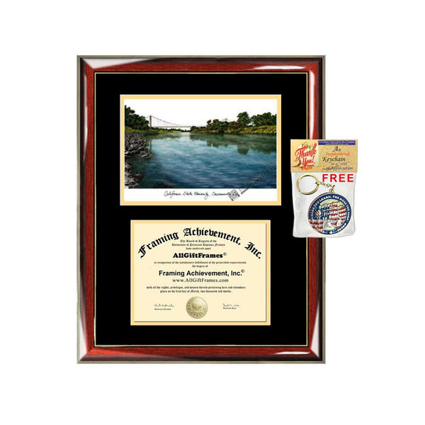 Cal State Sacramento diploma frames lithograph CSUS campus sketch California State University Sacramento frame framing graduation degree