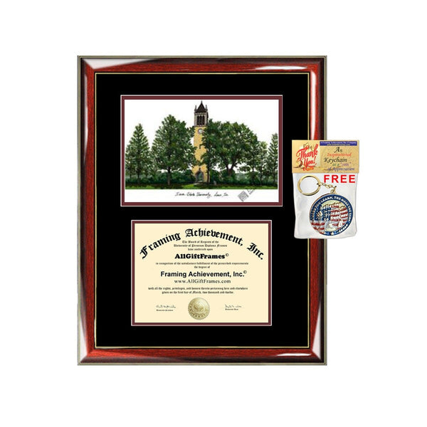 Iowa State University diploma frames lithograph ISU campus image sketch frame certificate framing graduation degree case graduate gift