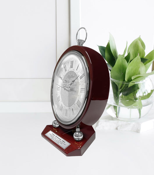 Engraved Silver Large Rotund Versailles Design Fireplace Mantel Table Desk Clock Engravable Boss Her Unique Coworkers Retirement Gift Ideas