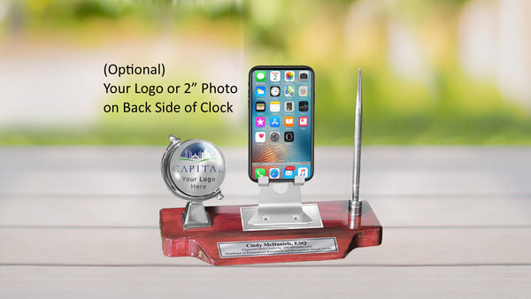 Personalize Name Clock Nameplate Cell Phone Stand Holder Display Holder Desk Pen Engraved Plate Executive Desk Graduation Gift Globe Card