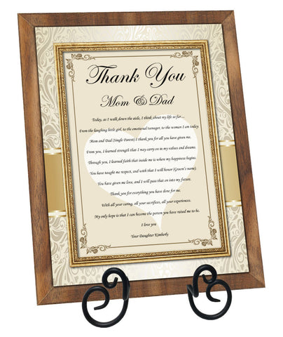 Thank you parents wedding plaque