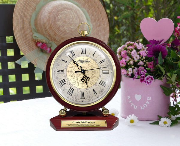 Large Fireplace Mantel Desk Clock Gold Engraved Table Custom Etched Personalized Gift Office Home Retirement engravable Housewarming congrat Present