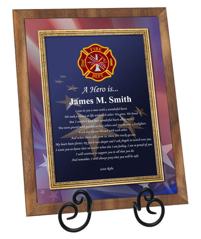 Fire Fighter Poetry Walnut Plaque