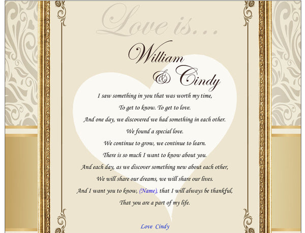 Love Poem Romantic Gift Frame