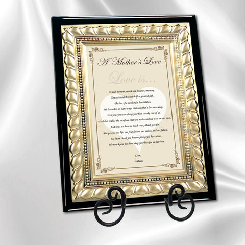 Mother Gift Desk Poem Plaque Gold Metal Border