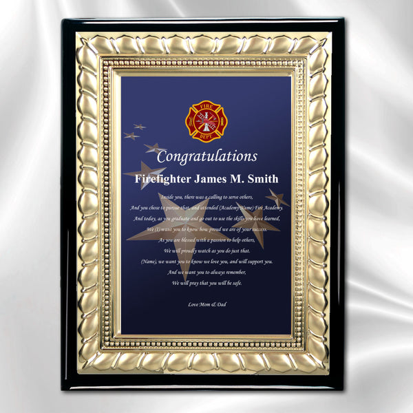 Item PLA-FIR Personalized Graduation Firefighter Poetry Plaque