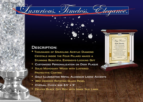 Personalized Desk Retirement Plaque Diamond Post Swivel Metal Custom Luxury Gift Meaningful Best Ideas Woman Man Coworker Engrave Present