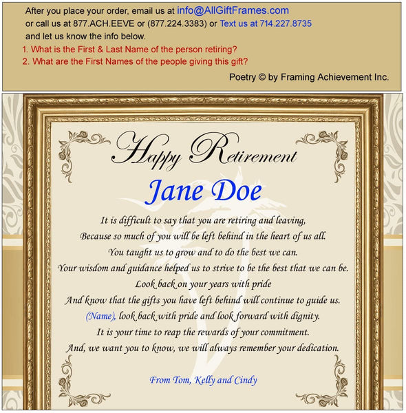 Personalized Retirement Plaque Frame