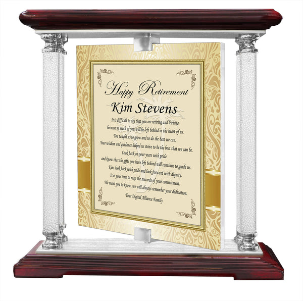 Personalized Desk Retirement Plaque Diamond Post Swivel Metal Custom Luxury Gift Meaningful Best Ideas Woman Man Coworker Engrave Present