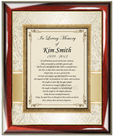 Condolences poem gift frame