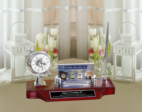 Executive Business Card Holder Name Plate Engraved Desk Clock Custom Nameplate Personalized Etched Graduation Employee Gift Title Display