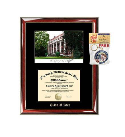 University of Oregon Diploma Frame Emboss Lithograph Graduation Degree Framing Certificate College Plaque Prestige Mahogany Single Black Matted University Diploma Frames