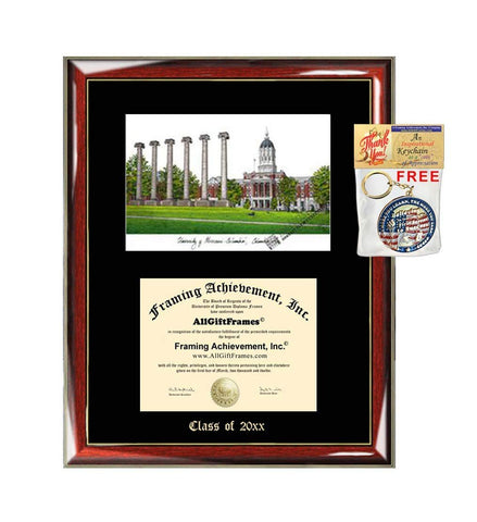 University of Missouri Graduation Custom Frame Emboss Lithograph Diploma Degree Framing Embossed Bachelor MBA Master PHD Certificate Framing