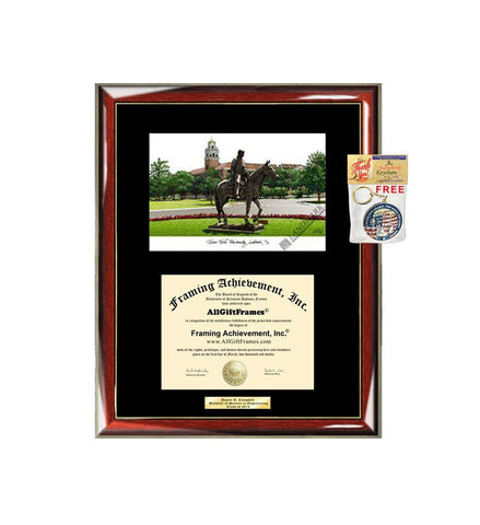 Texas Tech University Diploma Frame Lithograph TTU Degree Graduation Gift Frames Certificate Graduate Gifts Single Black Matted Prestige University Diploma Frames
