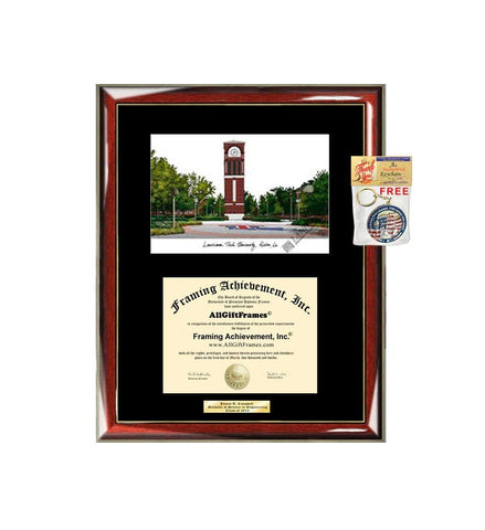 Louisiana Tech University LTU Diploma Frame Lithograph Degree Graduation Framing Black Matted Engraved Custom University Graduate Gift Holder Case