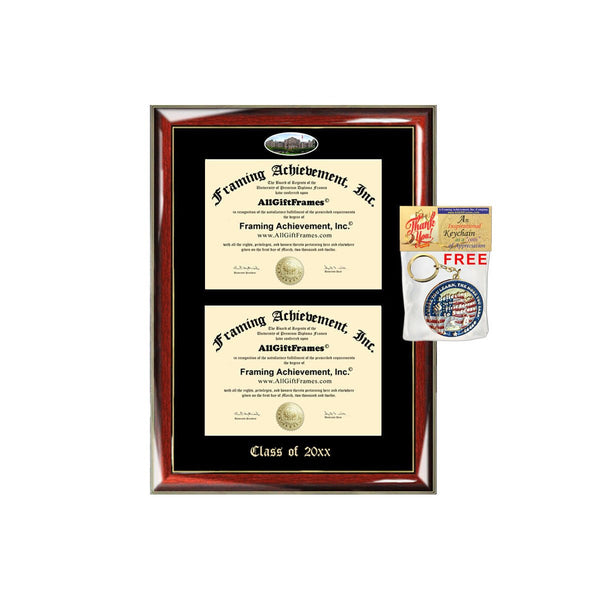AllGiftFrames Double Certificate Frame Catholic University of America CUA School Embossed Fisheye Campus Photo Dual School Two College Degree Diploma Holder