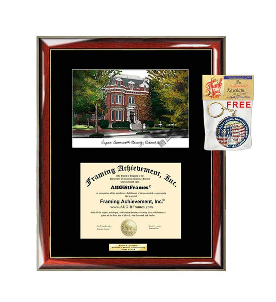 Virginia Commonwealth University Diploma Frame VCU Lithograph Degree Graduation Gift Framing Graduate Plaque Graduate