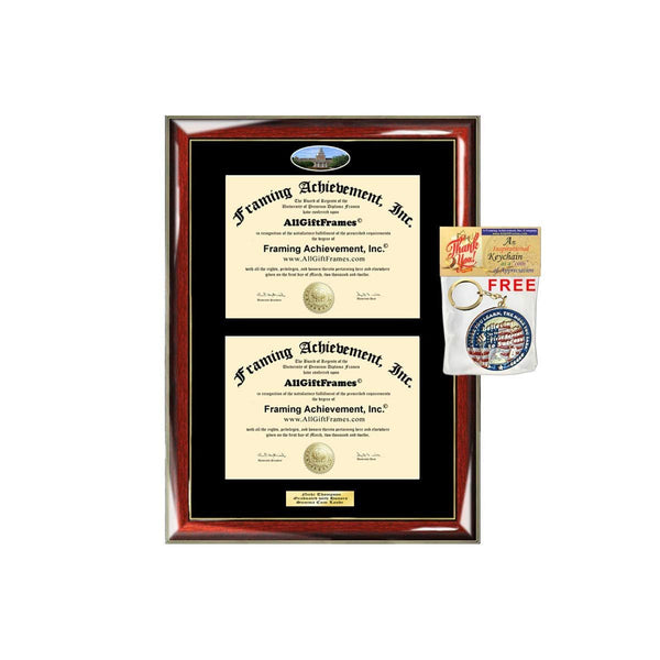 Double Diploma Frame University of North Texas UNT Dual Degree Holder Engraving Framing Two Certificate Holder Graduation Gift Bachelor Master MBA